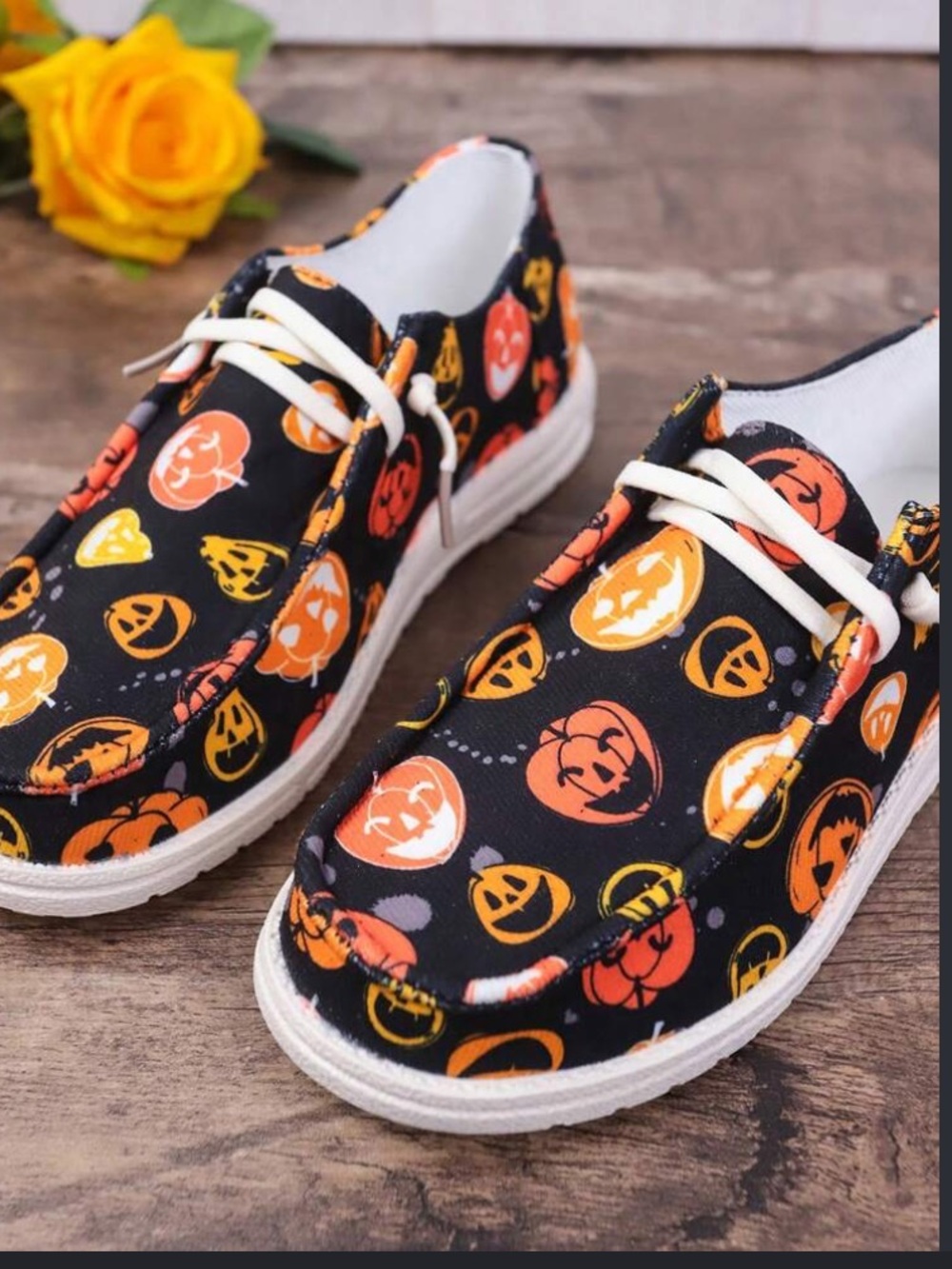 Halloween Pumpkin Slip-On Shoes - Black and Orange